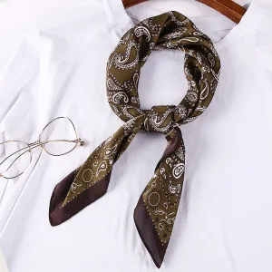 Foulard Bandana En Soie Satin À Motif Paisley Vertnoir