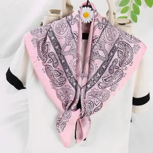 Foulard Bandana En Soie Satin À Motif Paisley Rose Émotif