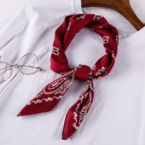 Foulard Bandana En Soie Satin À Motif Paisley Rouge Foncé