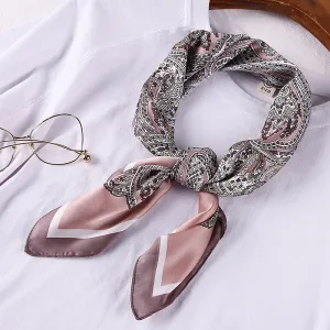 Foulard Bandana En Soie Satin À Motif Paisley Rosegris