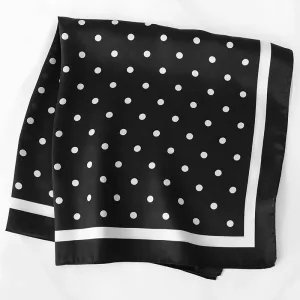 Foulard Homme En Soie Carré À Nouer Noir A Point
