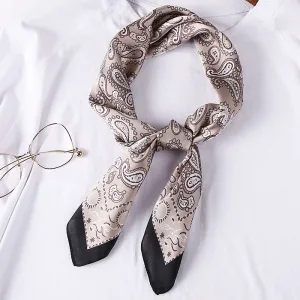 Foulard Bandana En Soie Satin À Motif Paisley Noirmarron