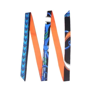 Foulard Long En Soie 200cm Ceinture Orangenoirviolet