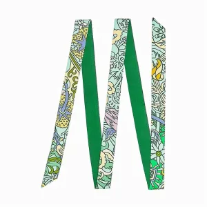 Foulard Long En Soie 200cm Ceinture Vertjaune