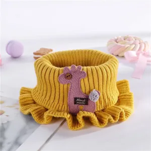 Foulard Épais Pour Enfants Tricot Girafe Cartoon Jaune