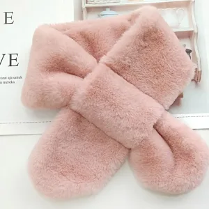 Foulard Enfants En Fausse Fourrure De Lapin Rose Foncée