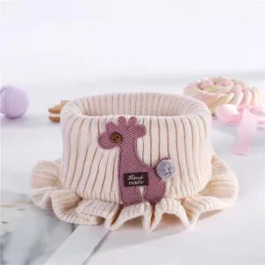 Foulard Épais Pour Enfants Tricot Girafe Cartoon Beige