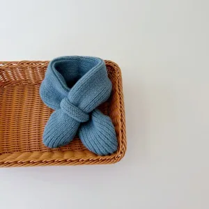 Foulard Enfants En Laine Tricotée Bleu