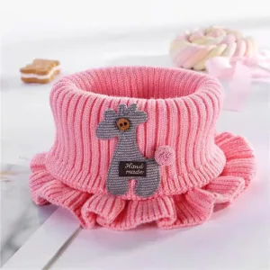 Foulard Épais Pour Enfants Tricot Girafe Cartoon Rose