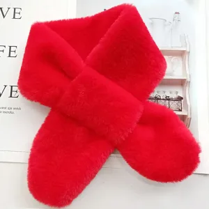 Foulard Enfants En Fausse Fourrure De Lapin Rouge