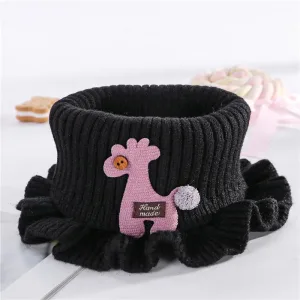 Foulard Épais Pour Enfants Tricot Girafe Cartoon Noir