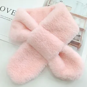 Foulard Enfants En Fausse Fourrure De Lapin Rose
