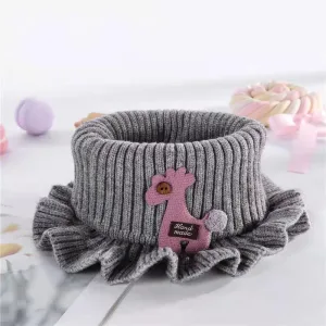 Foulard Épais Pour Enfants Tricot Girafe Cartoon Gris