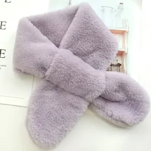 Foulard Enfants En Fausse Fourrure De Lapin Gris